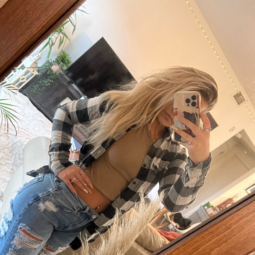 Flannel, black and white , size XS